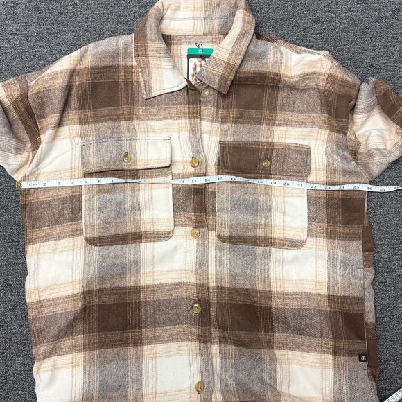 NWT Banana Republic Brown/Cream Flannel Plaid Long Sleeve Shacket Size XL - Picture 10 of 12